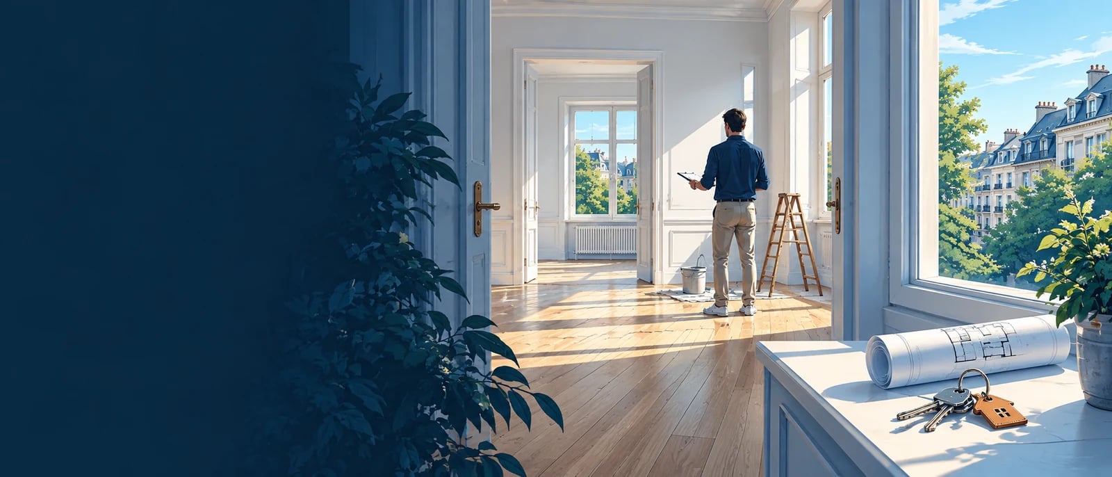 Illustration (KI-generiert): Vorbereitung einer freien Wohnung; symbolische Illustration