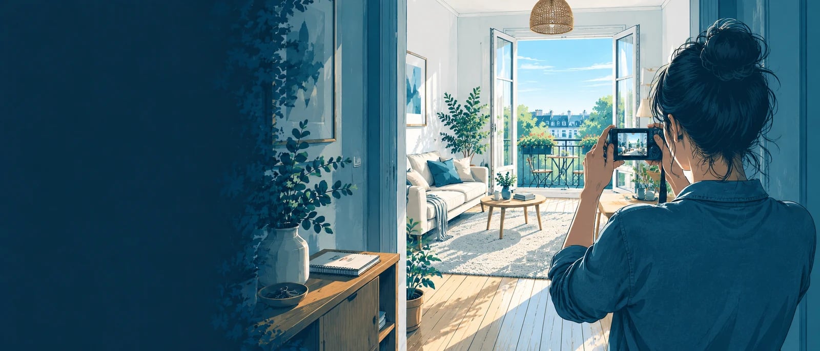 Illustration (KI-generiert): Fotografische Dokumentation eines Wohnraums; symbolische Illustration