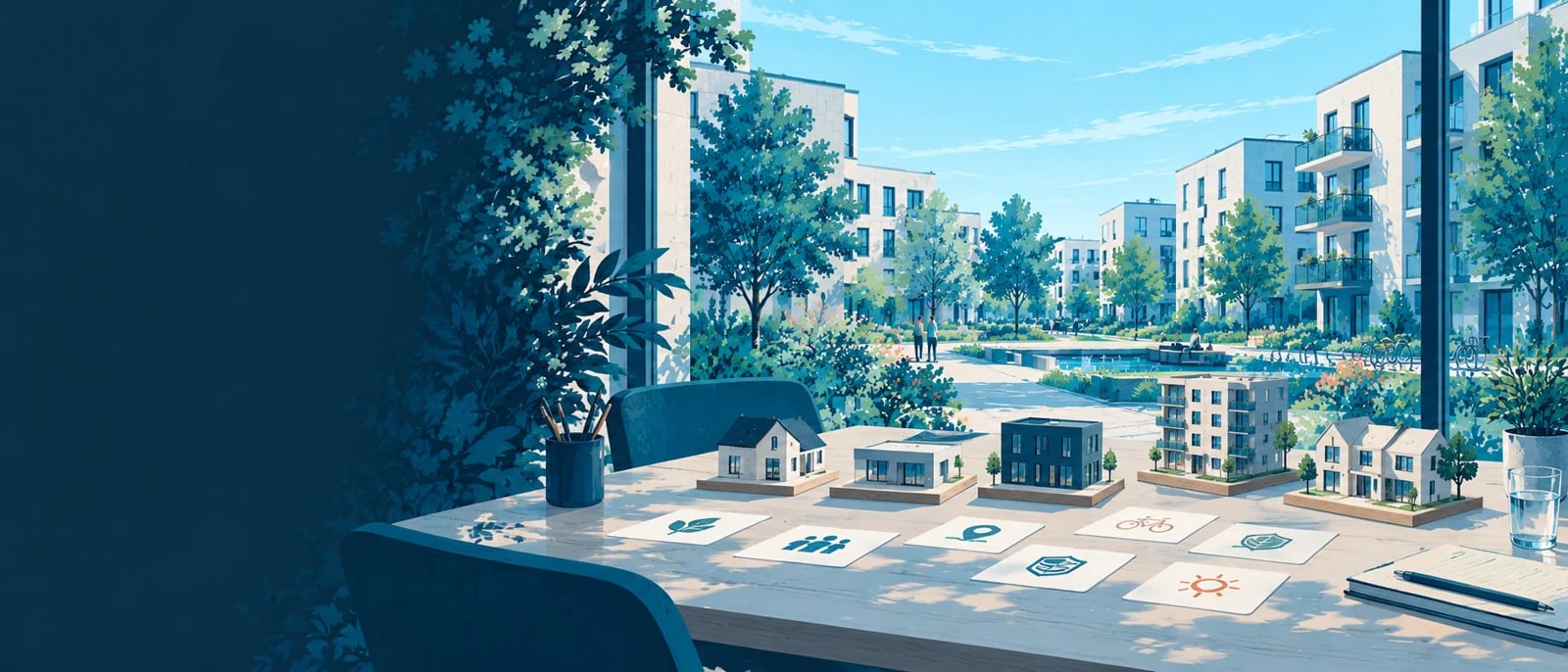 Illustration (KI-generiert): Symbolische Illustration zum Thema „Welche Immobilien-Funktionen helfen Ihnen?“