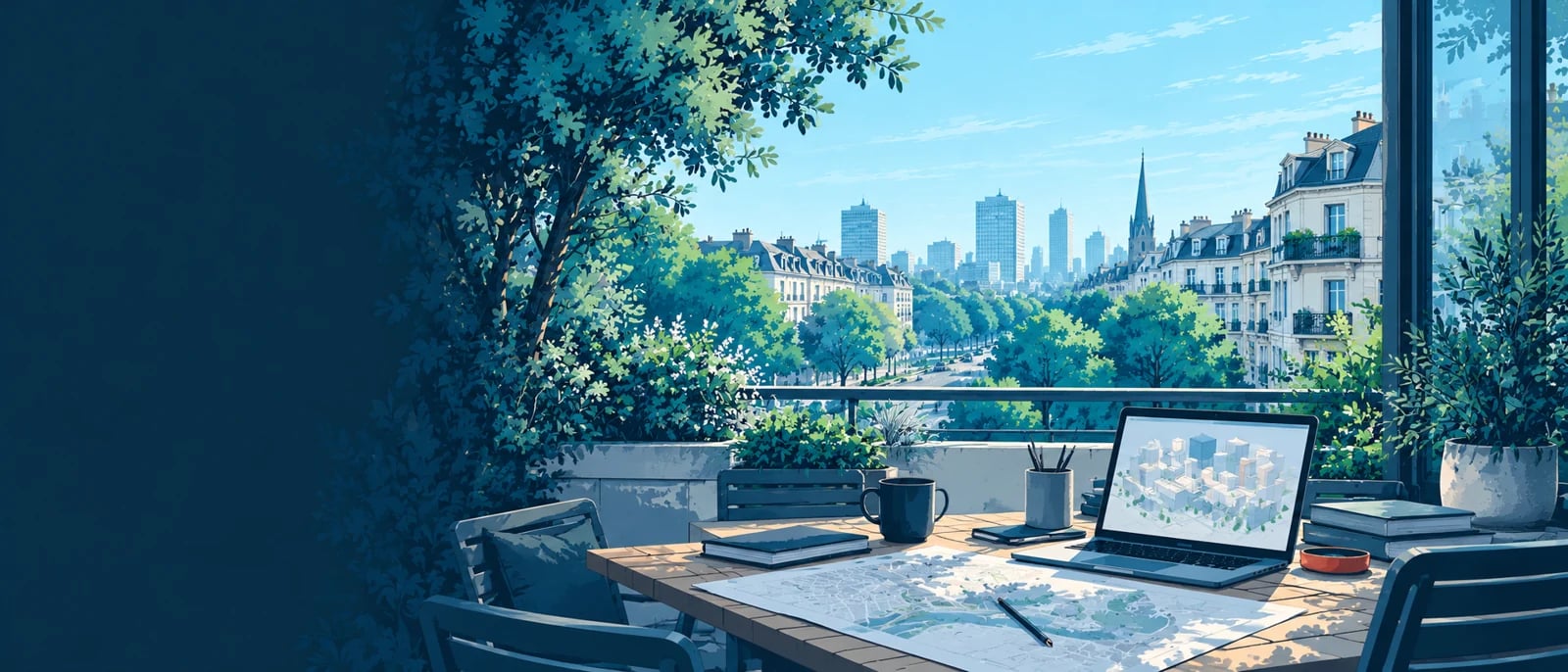 Illustration (KI-generiert): Symbolische Illustration zum Thema „Düsseldorf verstehen. Immobilien fundiert entscheiden.“