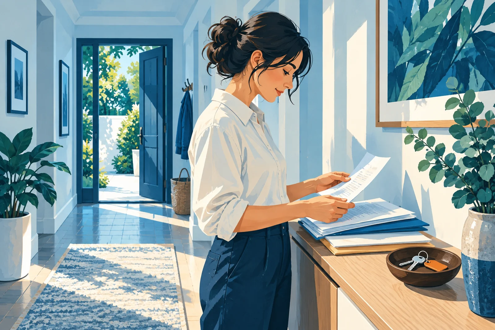 Symbolische Illustration (KI-generiert): Unterlagen zum Grundstück und Wohnhaus